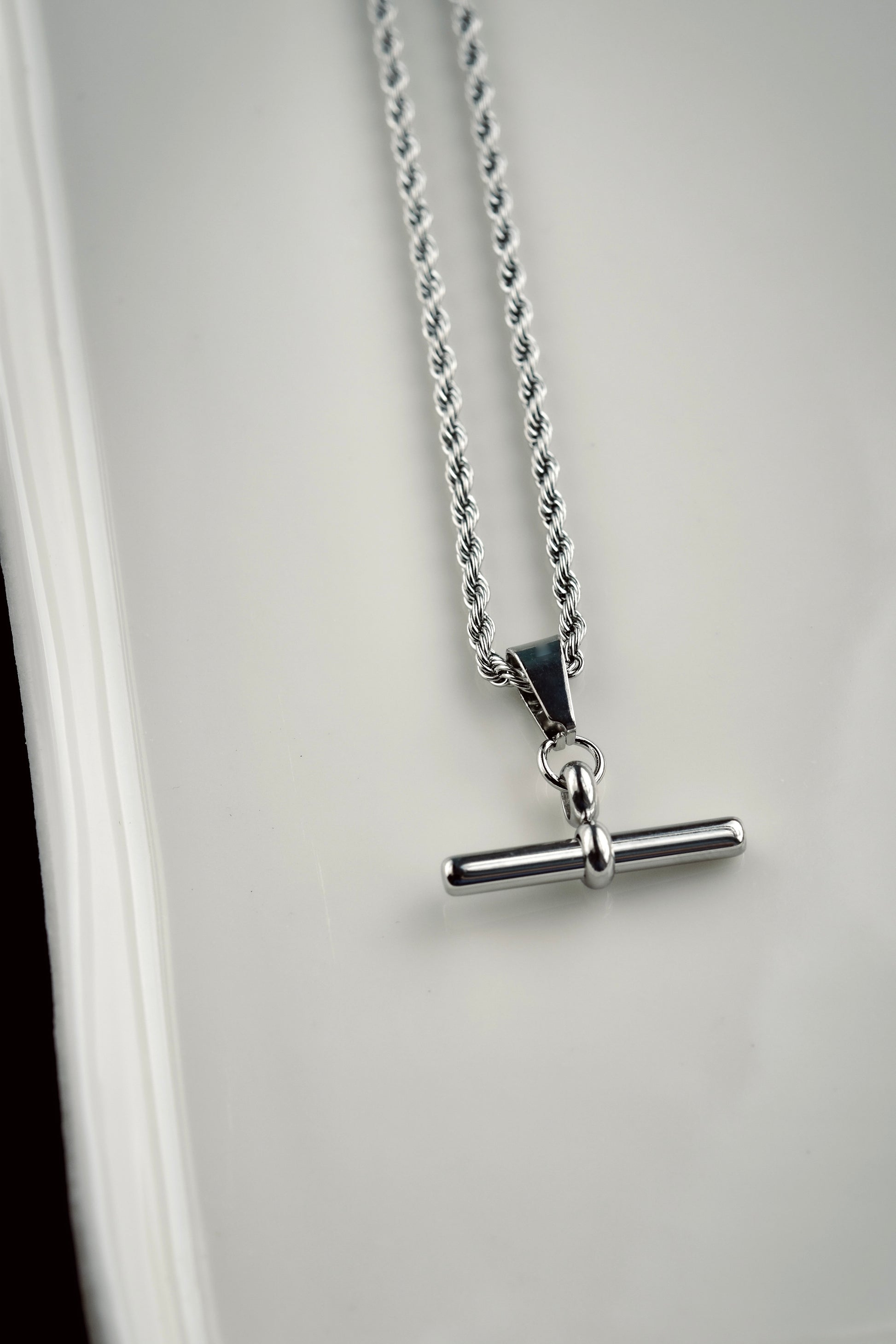T Bar Necklace in Silver