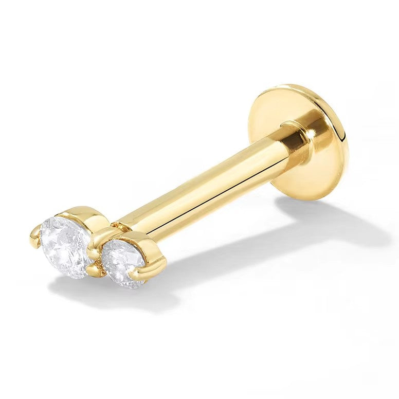 Stacked Crystal Labret in Gold