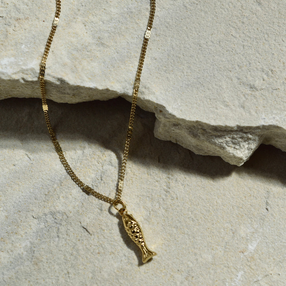 Lucky Fish Necklace in Gold