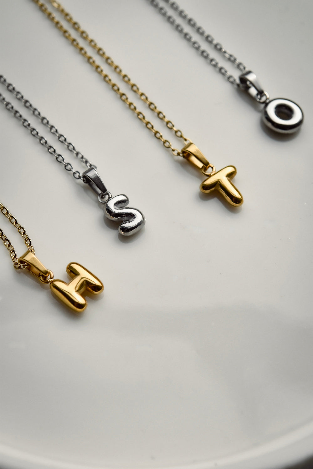 Mini Bubble Initials in Gold