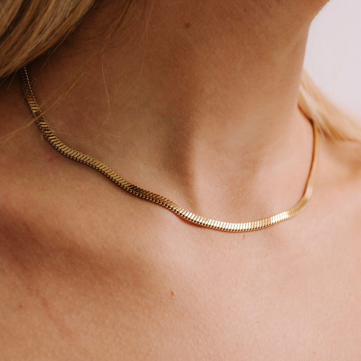 Flat Chain Necklace in Gold