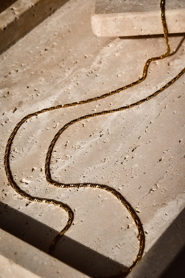 Sleek Long Chain Necklace in Gold