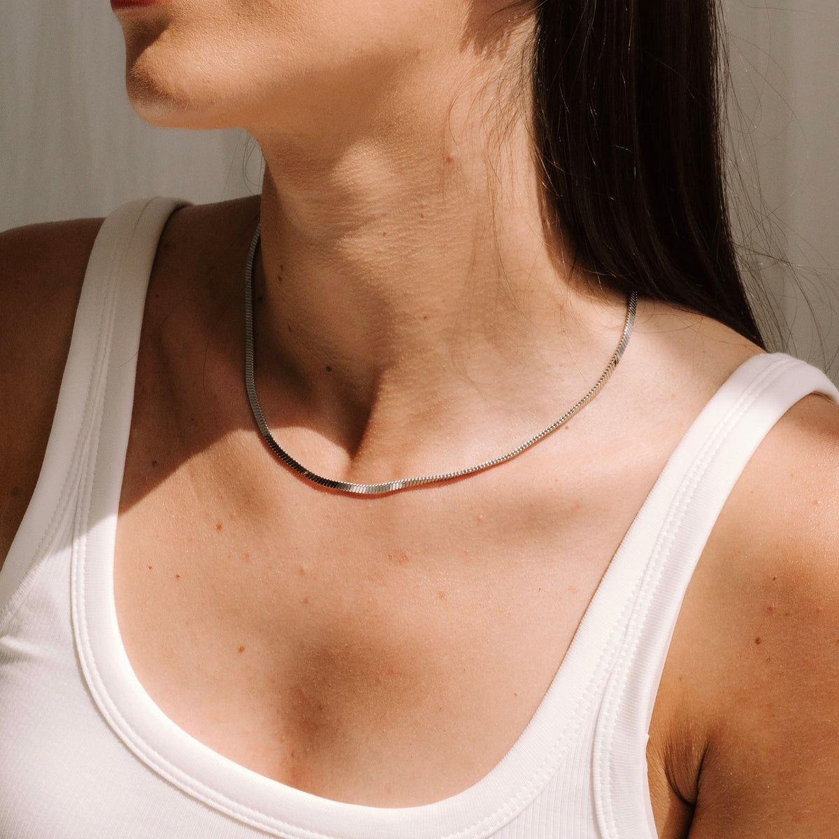 Flat Chain Necklace in Silver