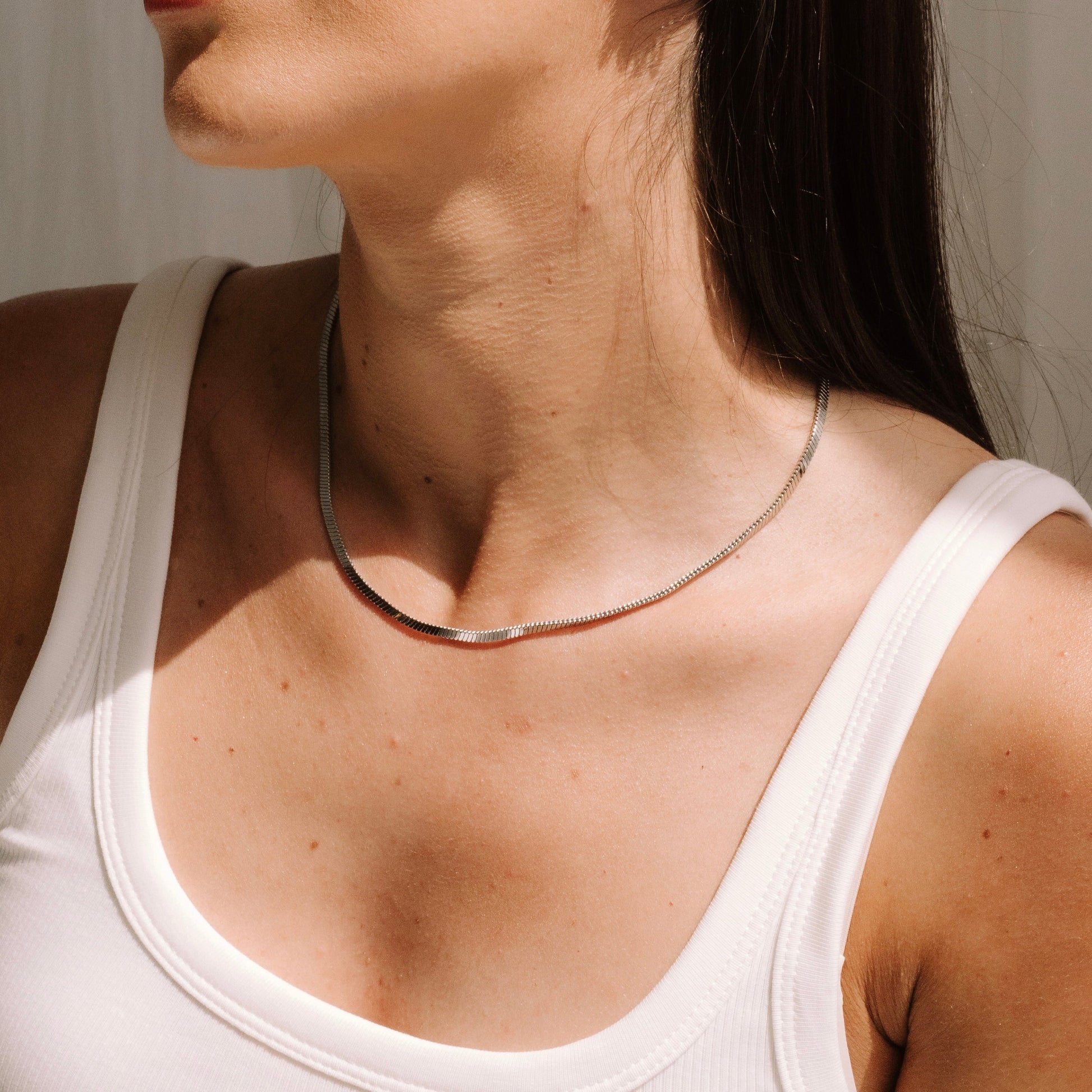 Flat Chain Necklace in Silver