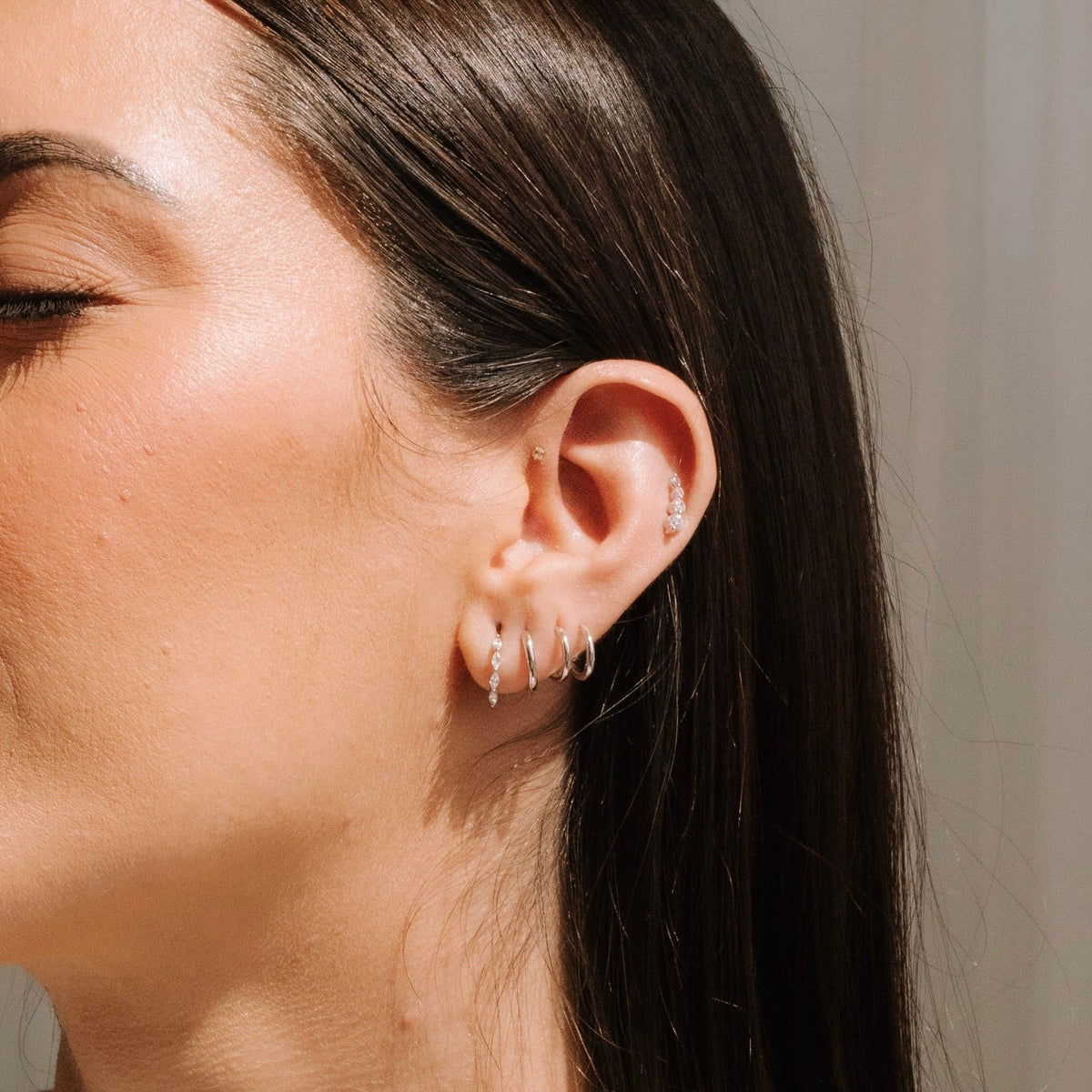 Classic Illusion Hoops in Silver