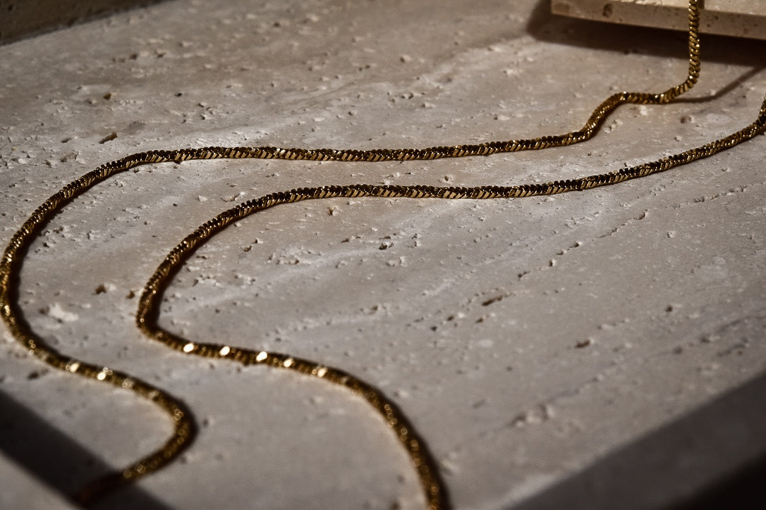 Sleek Long Chain Necklace in Gold