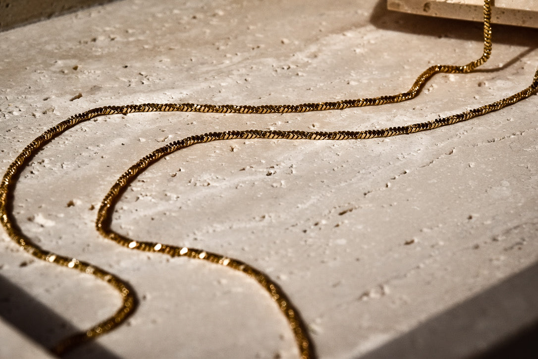 Sleek Long Chain Necklace in Gold