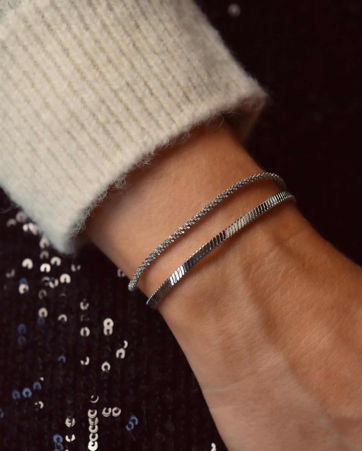 Flat Chain Bracelet in Silver