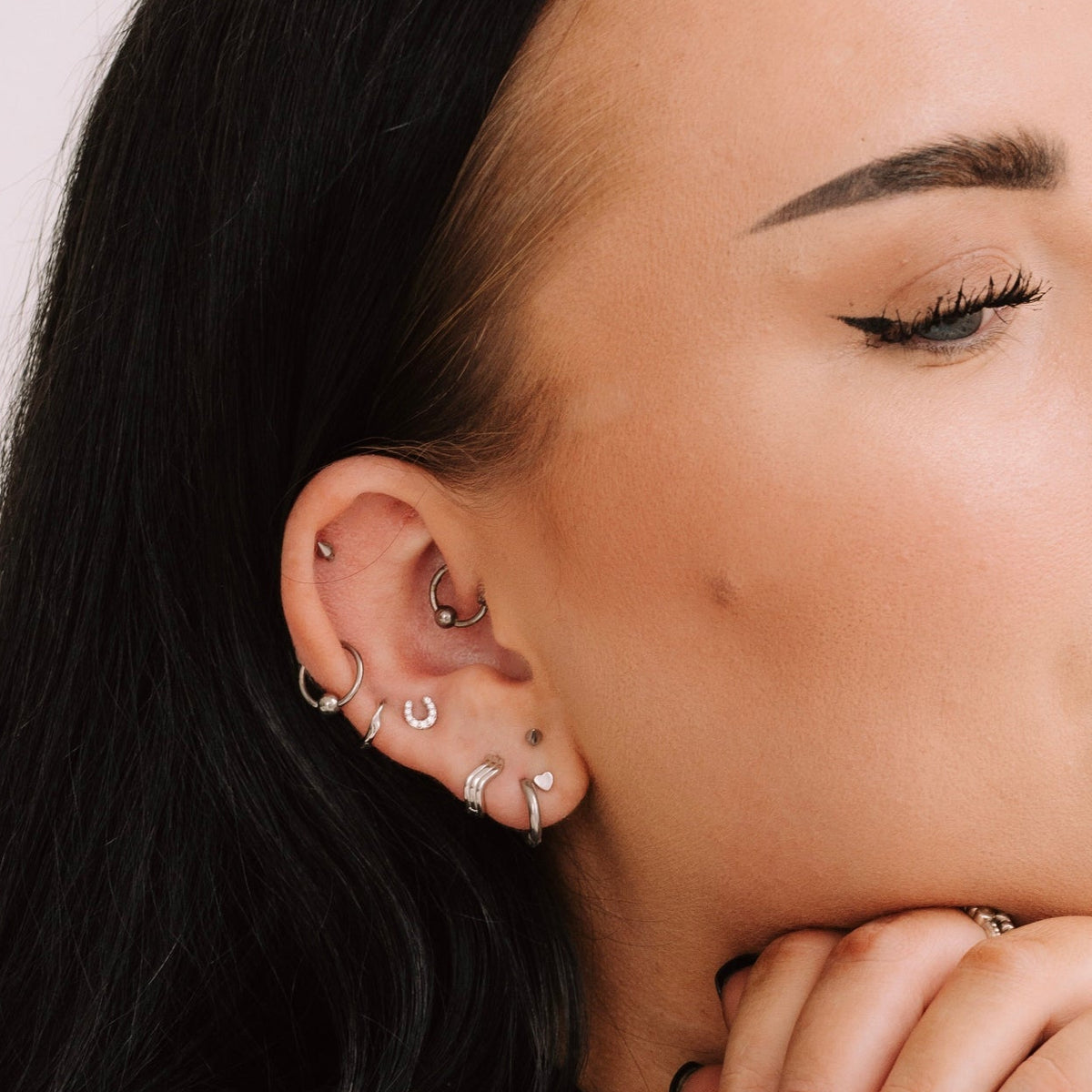 Micro Horseshoe Studs in Silver