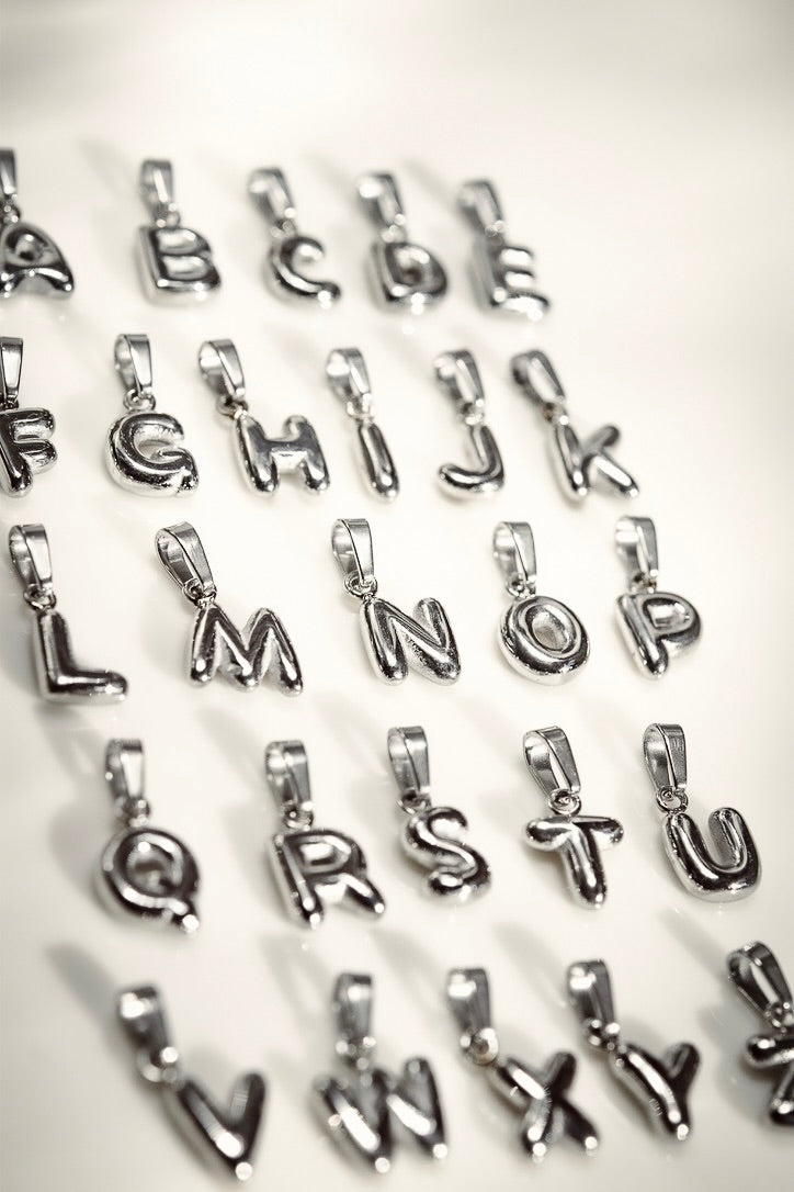 Mini Bubble Initials in Silver
