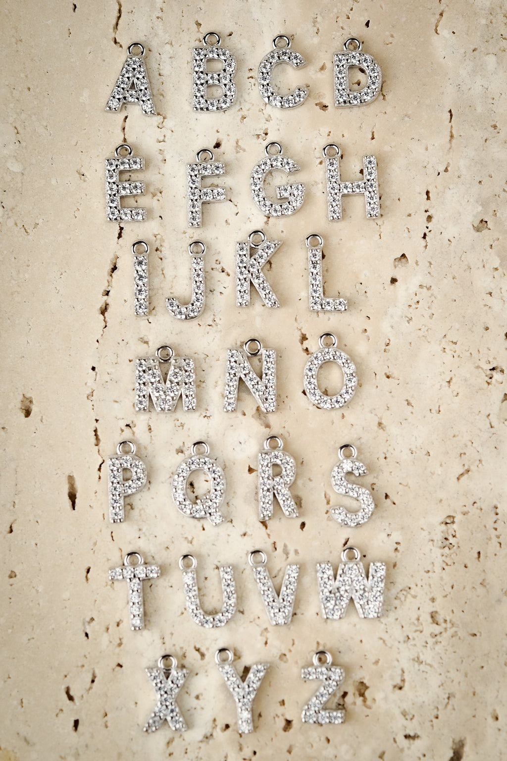 Mini Crystal Initials in Silver