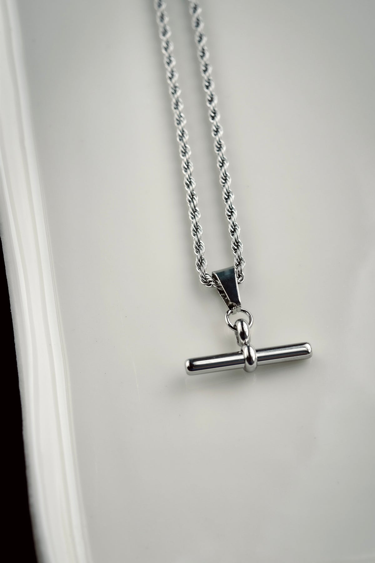 T Bar Necklace in Silver