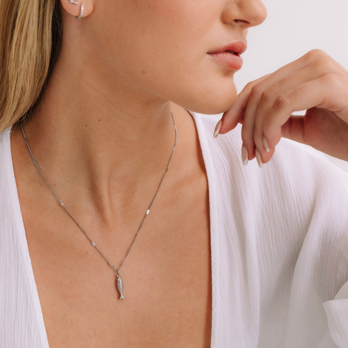 Lucky Fish Necklace in Silver