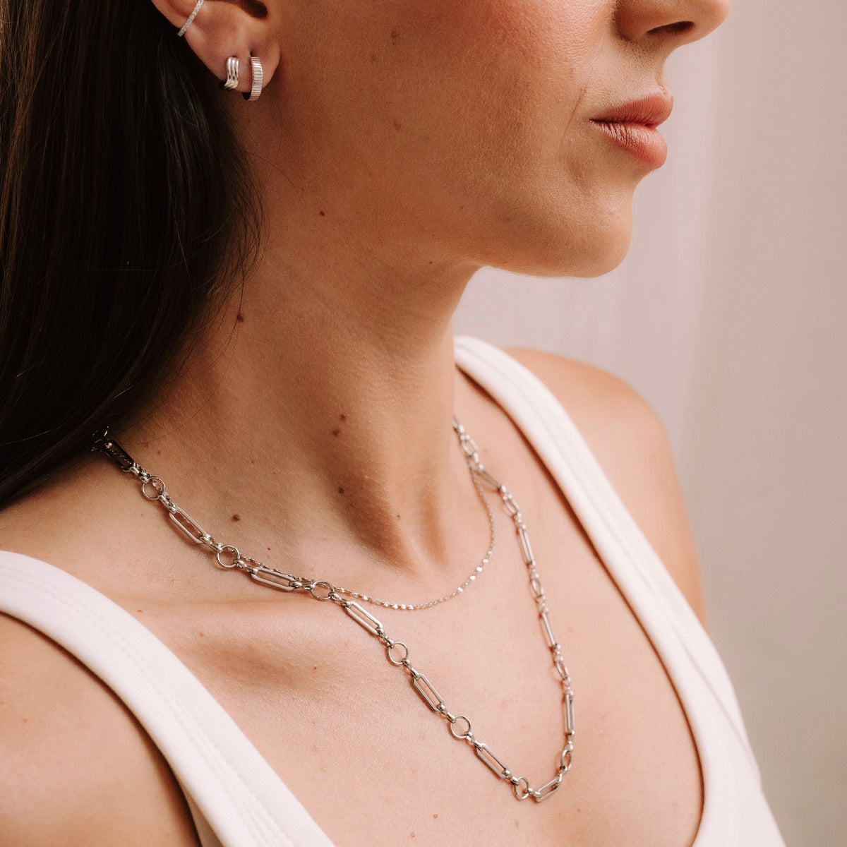 Statement Link Necklace in Silver