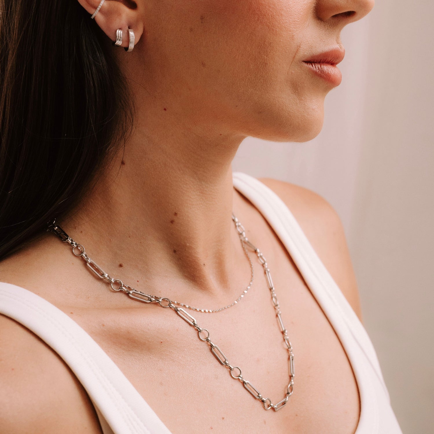 Statement Link Necklace in Silver