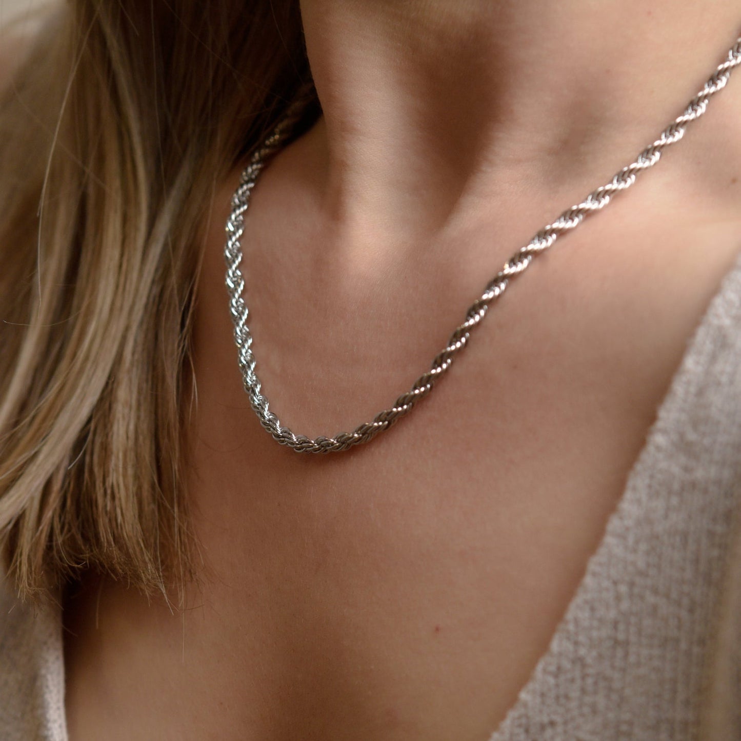 Rope Chain Necklace in Silver