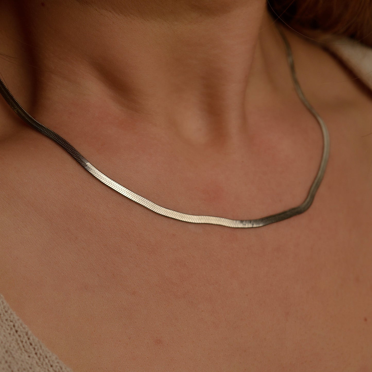 Statement Flat Chain Necklace in Silver