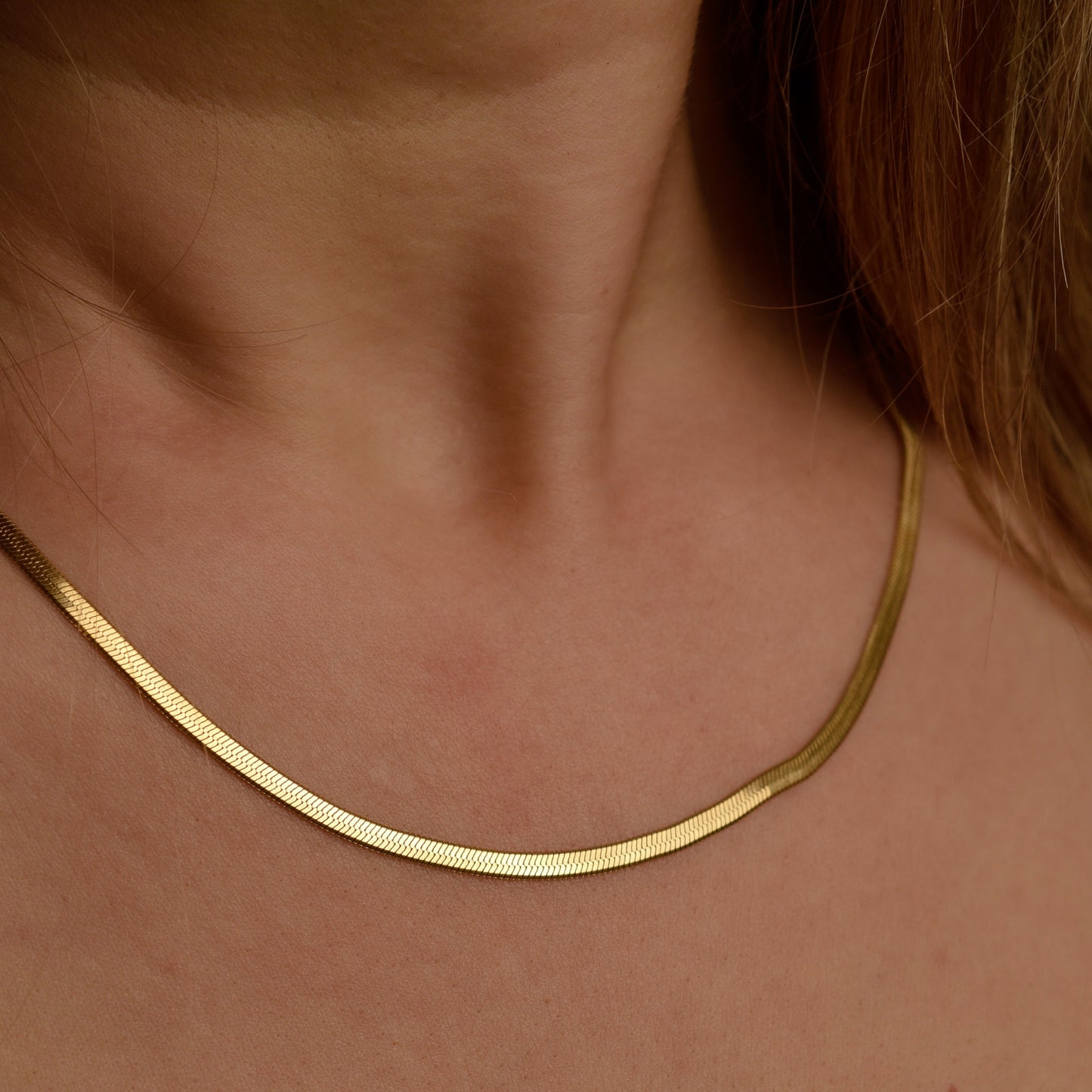 Statement Flat Chain Necklace in Gold