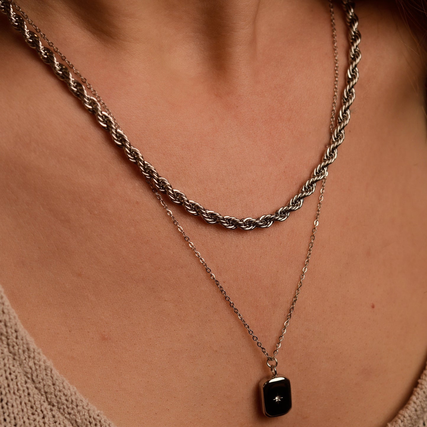 Rope Chain Necklace in Silver