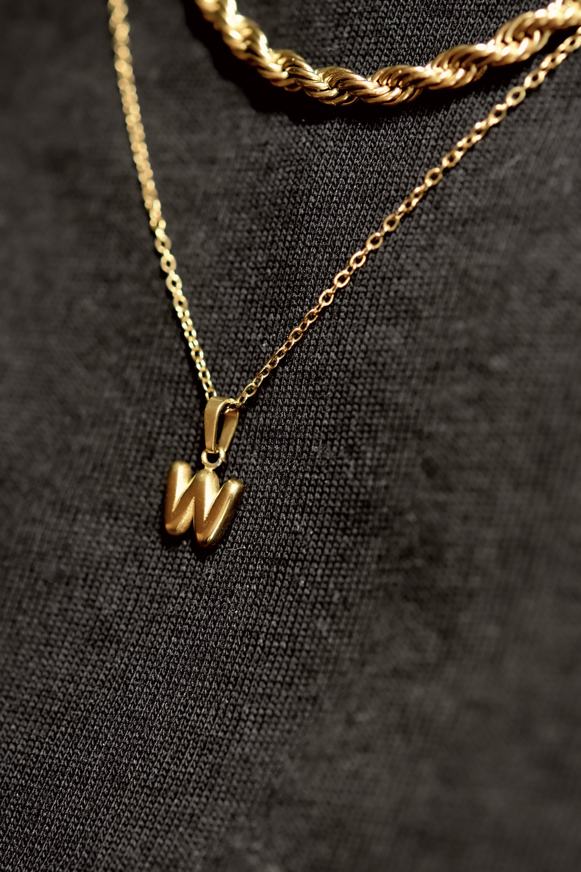 Mini Bubble Initial Necklace in Gold