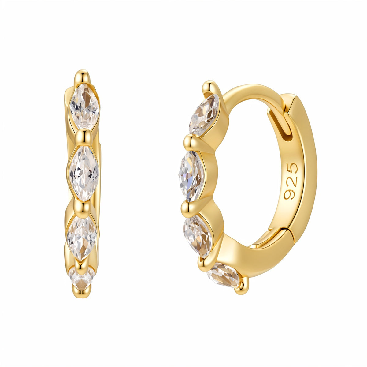 Marquise Crystal Huggies in Gold