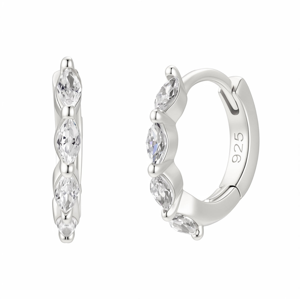 Marquise Huggies in Silver