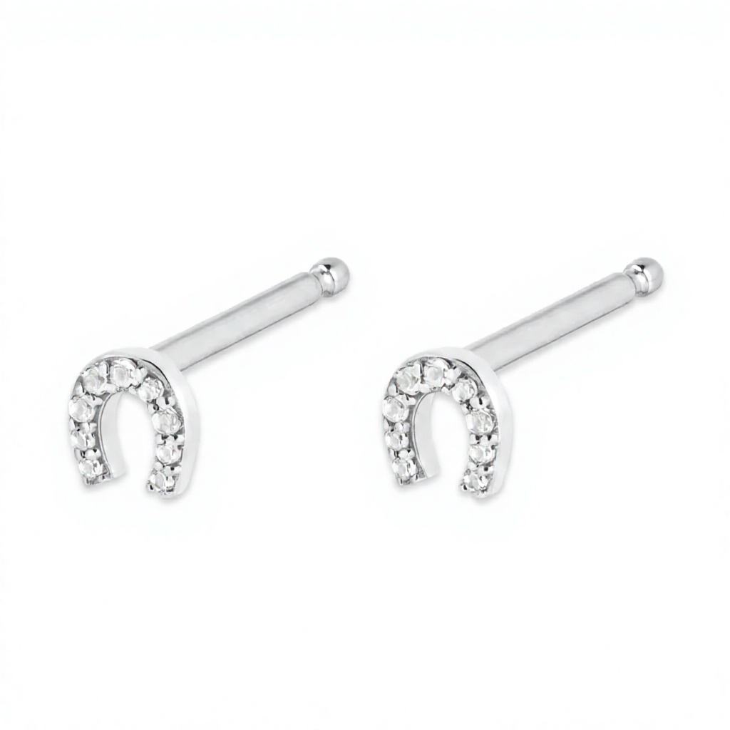 Micro Horseshoe Studs in Silver