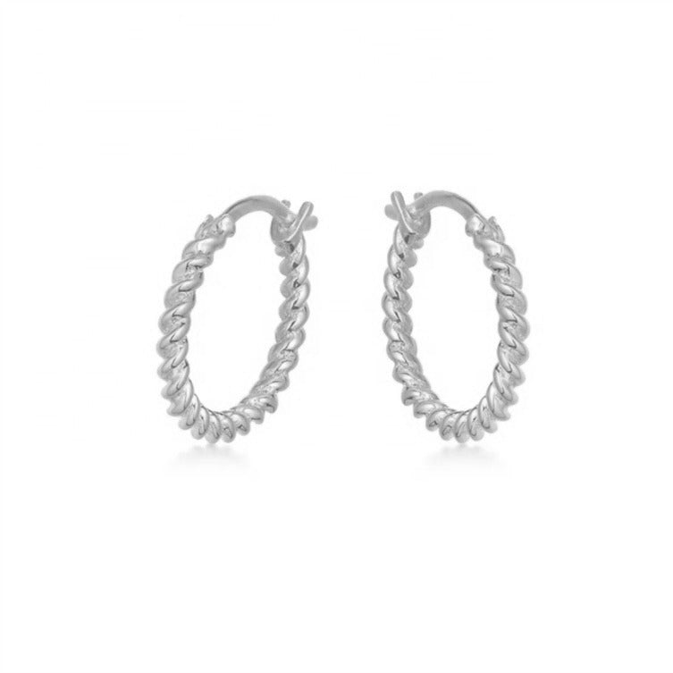 Medium Twisted Hoops in Silver
