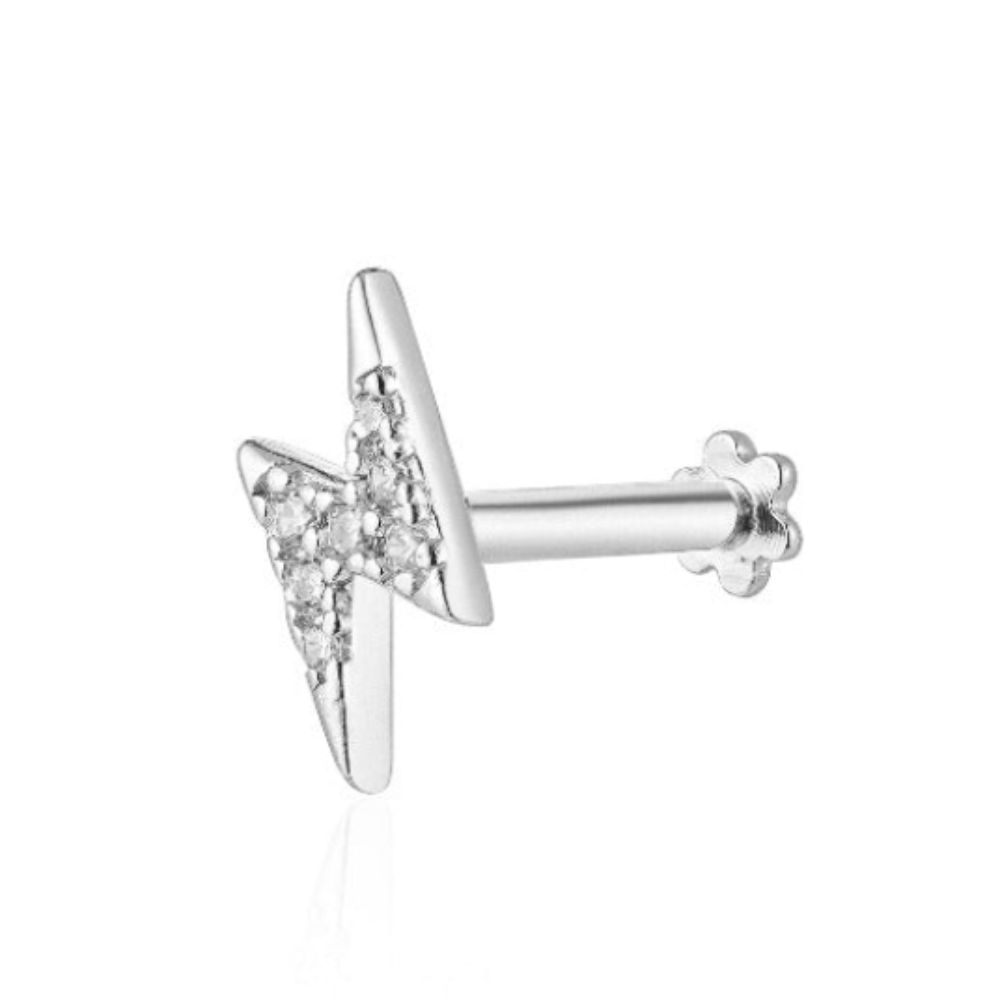 Lightning Bolt Single Labret in Silver